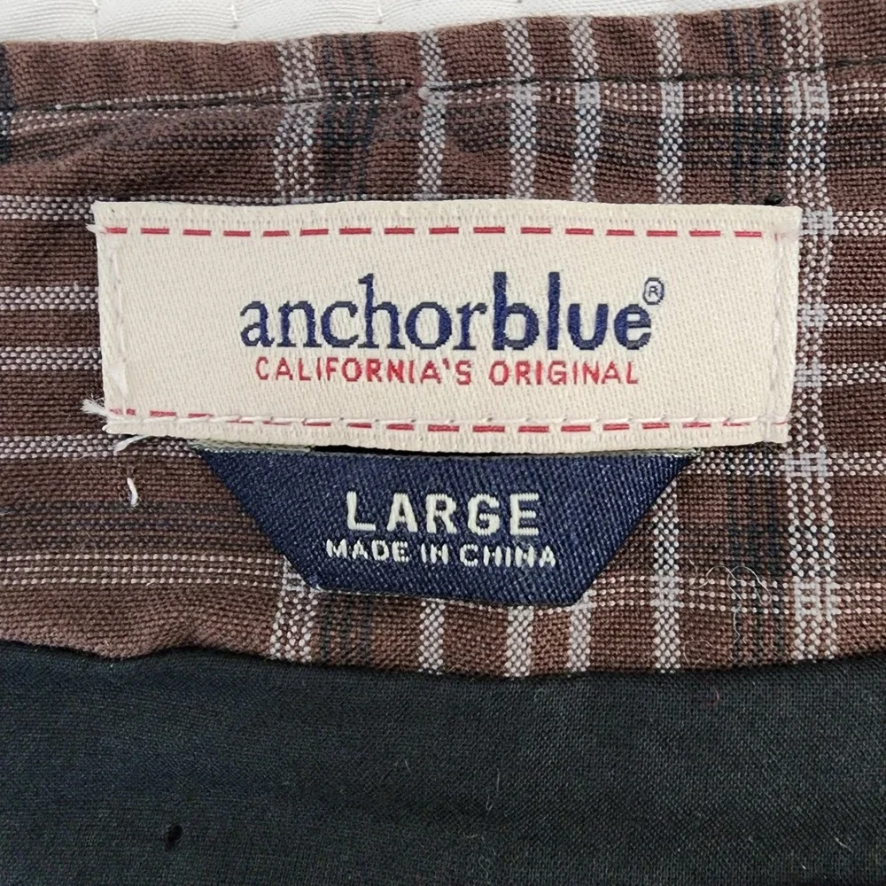 Anchor Blue Plaid Vest Men Large Brown‎ Classic Button Front Grunge Thrift-core